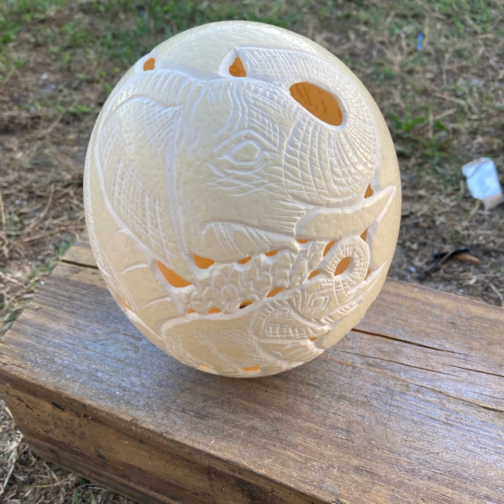 Carved Elephant Decorative Sphere